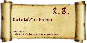 Koletár Barna névjegykártya
