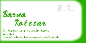 barna koletar business card